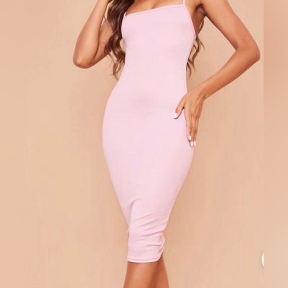 PrettyLittleThing Blush Pink Bodycon Midi Dress - Size 0 - Picture 8 of 8